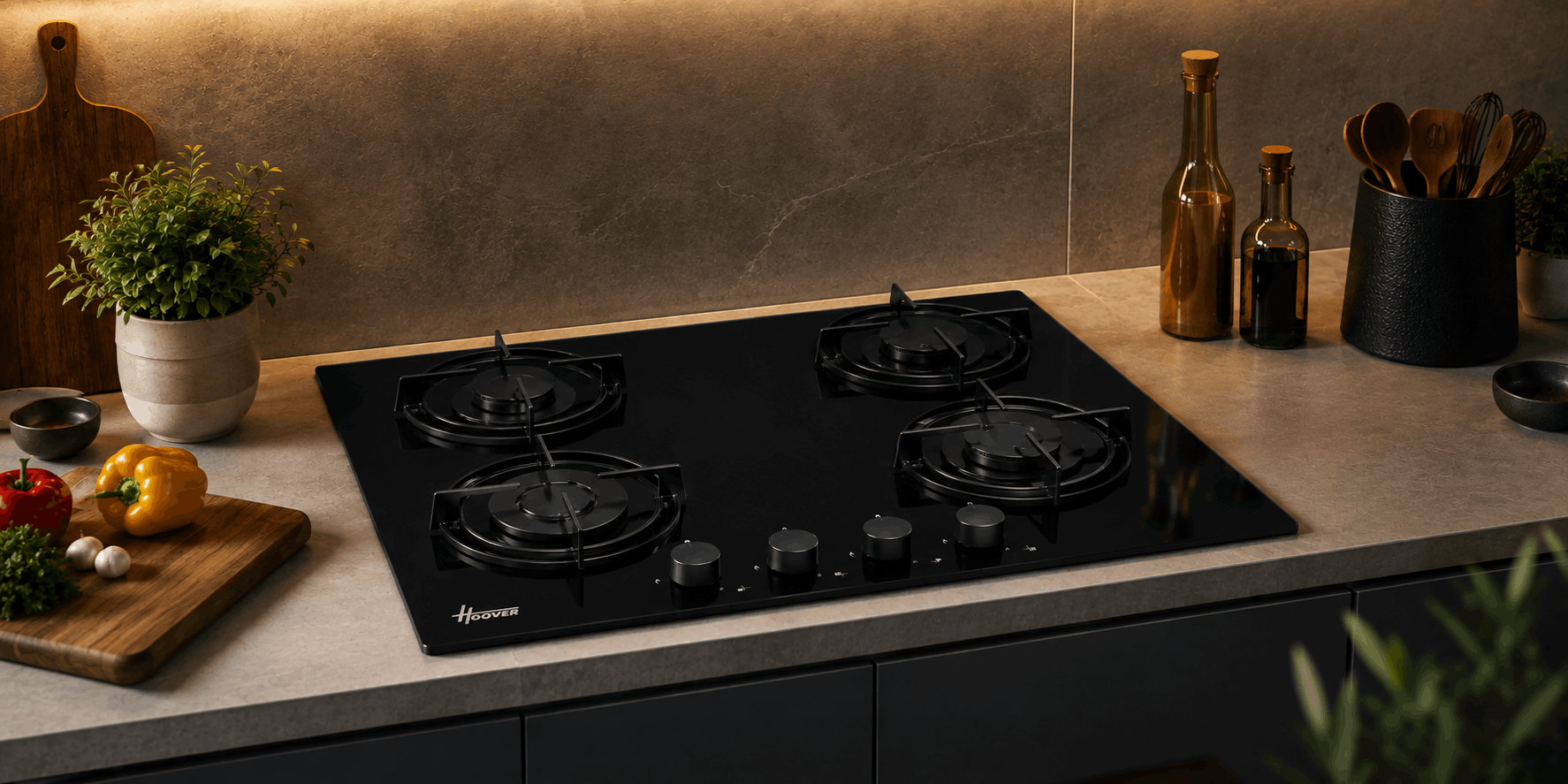 Plaque de Cuisson Encastrable HOOVER H-HOB 300 HVW6MBB 4Feux 60cm - Noir